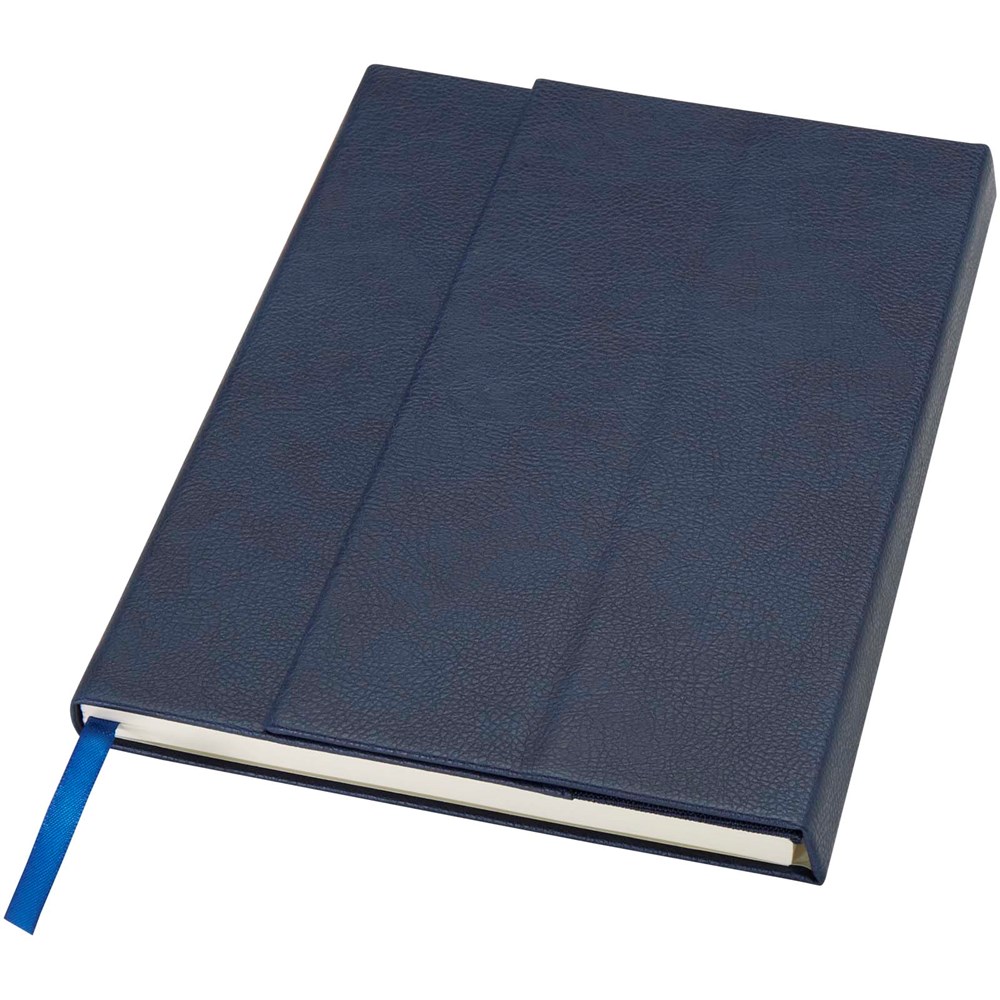 Alejandra A5 notitieboek met harde kaft van gerecycled gelamineerd leer - Oceaanblauw