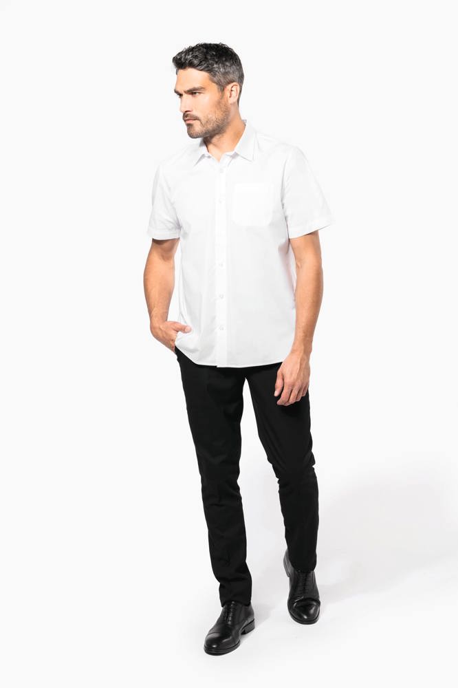 K543C - Heren poplin overhemd korte mouwen